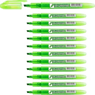 CROWN H-500 Highlighter Pens Chisel Tip Slim Highlighters - Pack Of 12 - With Bright Fluorescent Ink - Green