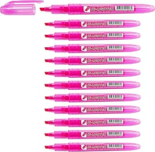 CROWN H-500 Highlighter Pens Chisel Tip Slim Highlighters - Pack Of 12 - With Bright Fluorescent Ink - Pink 29628X