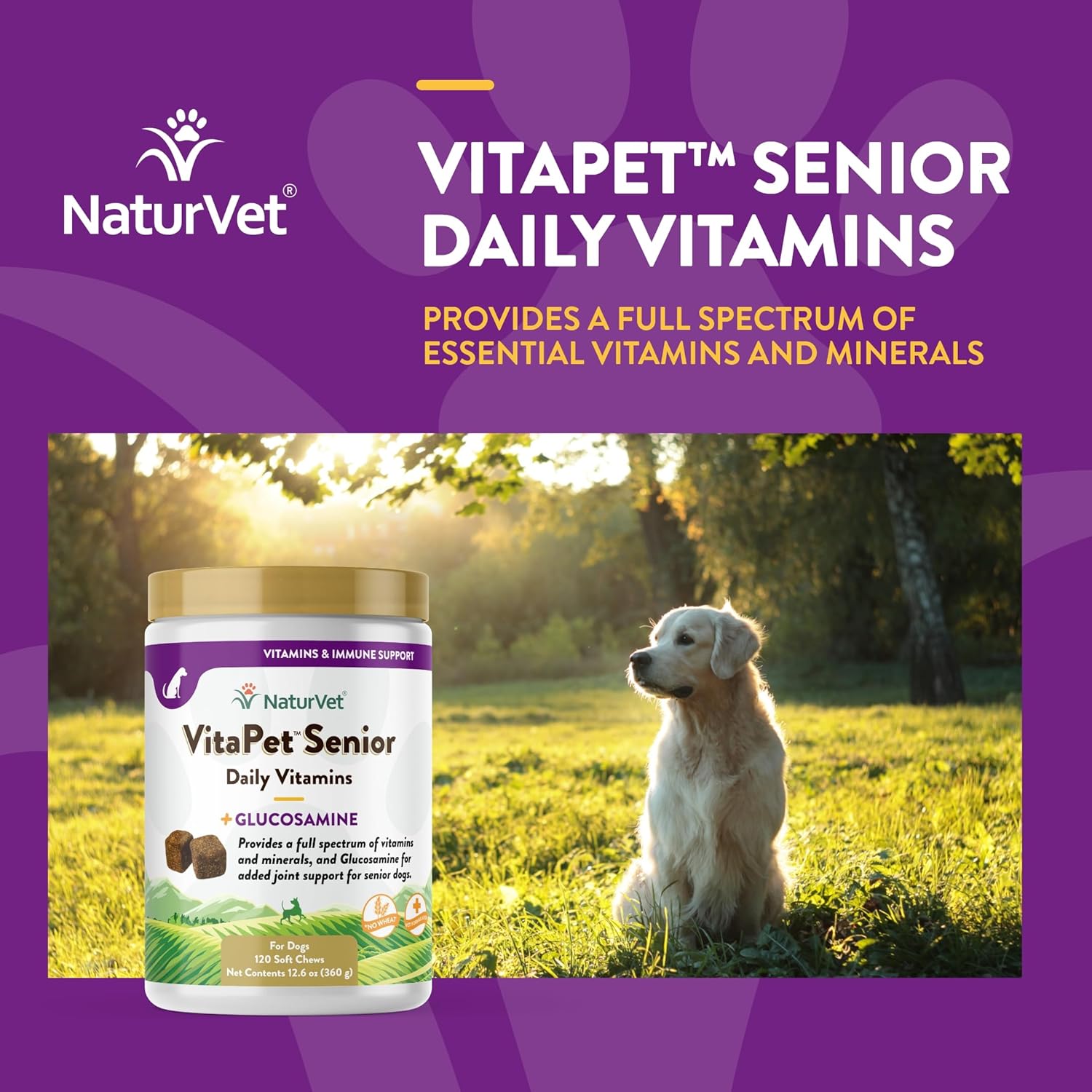 NaturVet VitaPet Senior Daily Vitamin Dog Supplements Plus Glucosamine – Includes Full-Spectrum Vitamins, Minerals – Joint Support for Older, Active Dogs – 120 Ct. Soft Chews-3