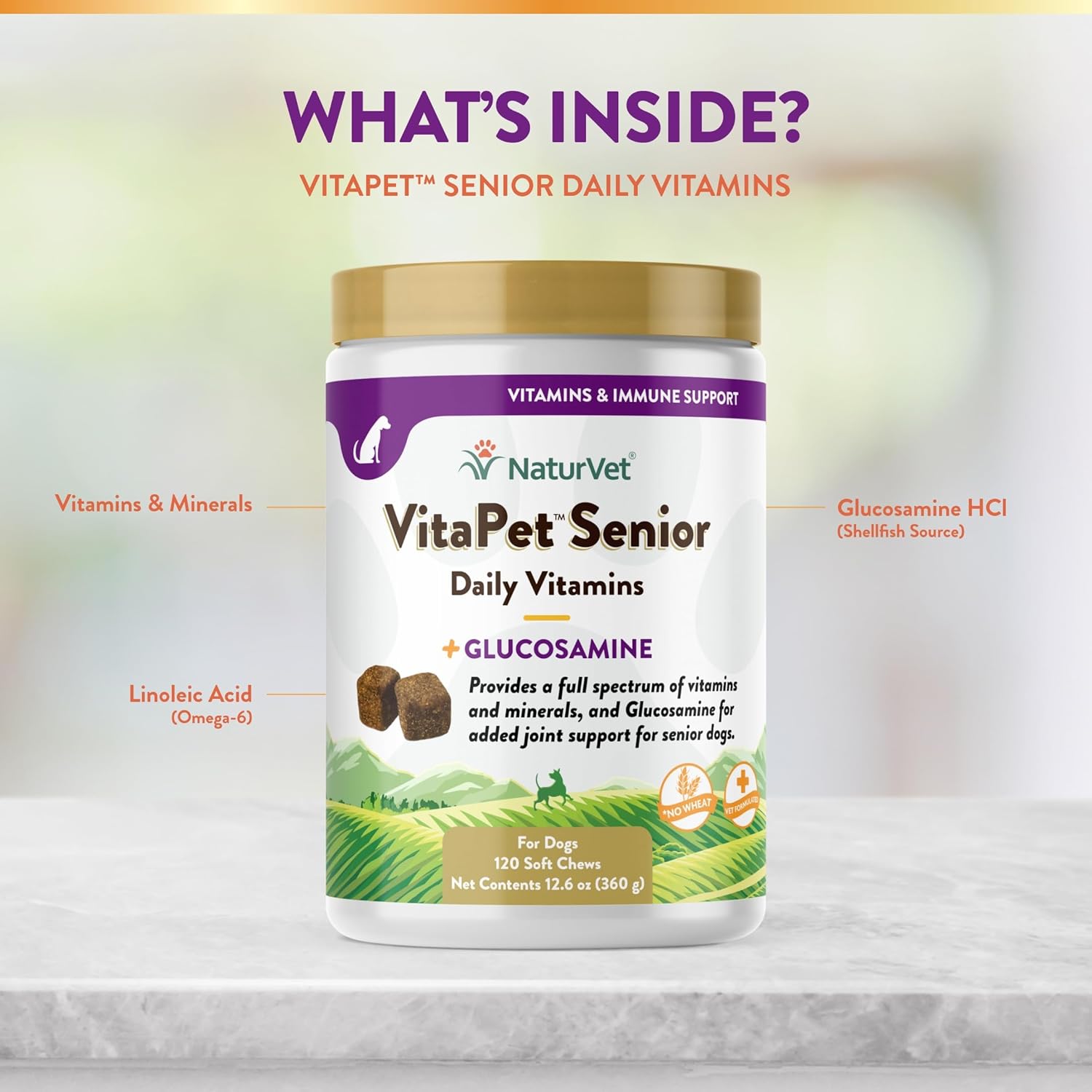 NaturVet VitaPet Senior Daily Vitamin Dog Supplements Plus Glucosamine – Includes Full-Spectrum Vitamins, Minerals – Joint Support for Older, Active Dogs – 120 Ct. Soft Chews-4