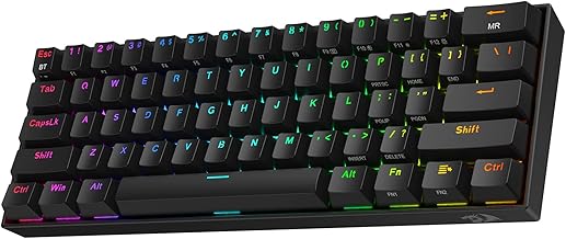 Redragon K530 Pro Draconic 60% Wireless RGB Mechanical Keyboard, Bluetooth/2.4Ghz/Wired 3-Mode 61 Keys Compact Gaming Keyboard w/100% Hot-Swap Socket, Free-Mod Plate Mounted PCB & Tactile Brown Switch