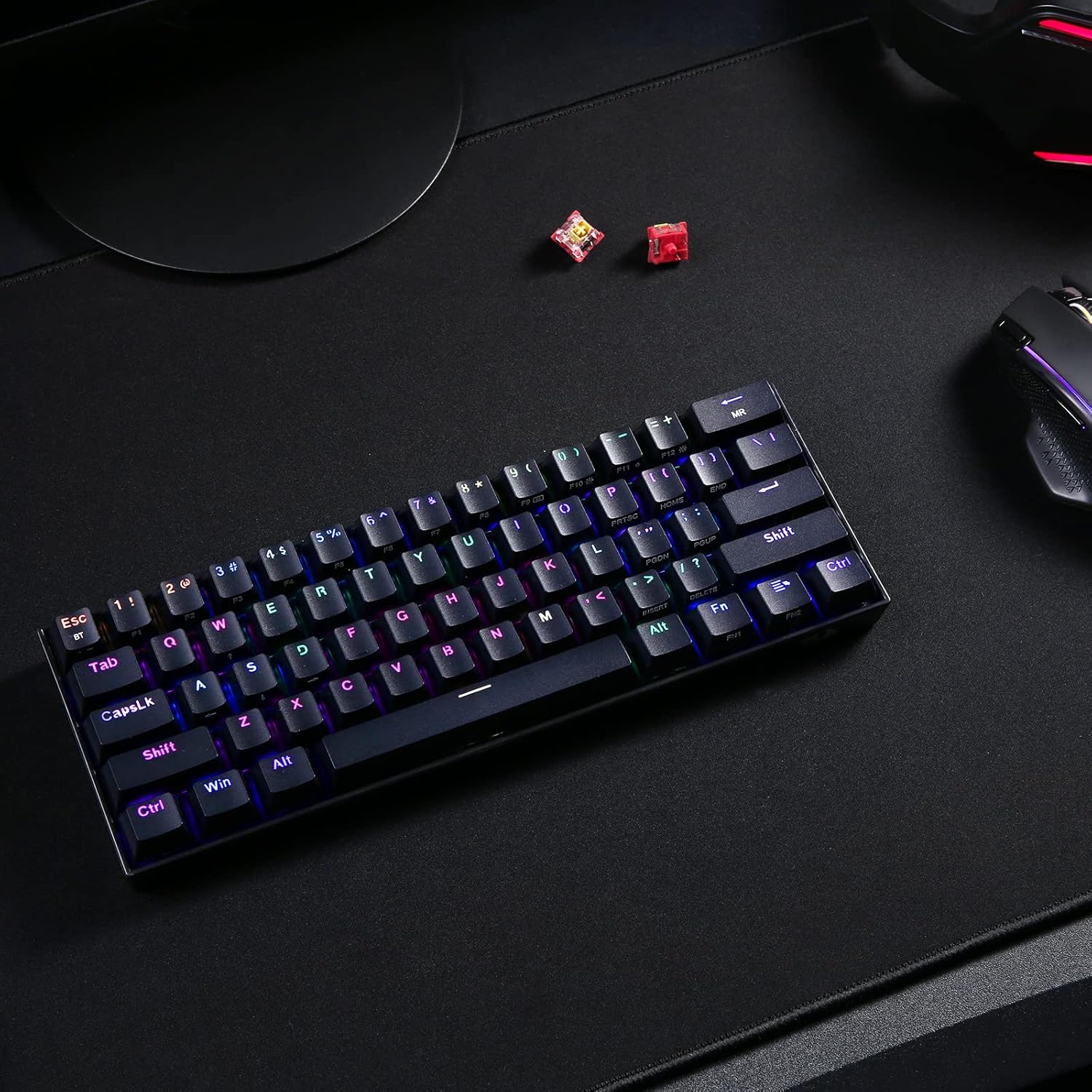 Redragon K530 Pro Draconic 60% Wireless RGB Mechanical Keyboard, Bluetooth/2.4Ghz/Wired 3-Mode 61 Keys Compact Gaming Keyboard w/100% Hot-Swap Socket, Free-Mod Plate Mounted PCB & Tactile Brown Switch-8