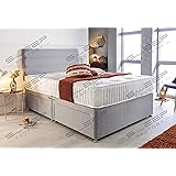 Sleep Factory's Grey Pearl 2 Drawer Divan Bed Set, Mattress and Headboard (4.0FT (Small Double))