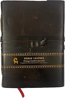 URBAN LEATHER Rustic Black Vintage Journal for Men Women - Sketchbook Scrapbook Writing Notebook, Blank Unlined Pages