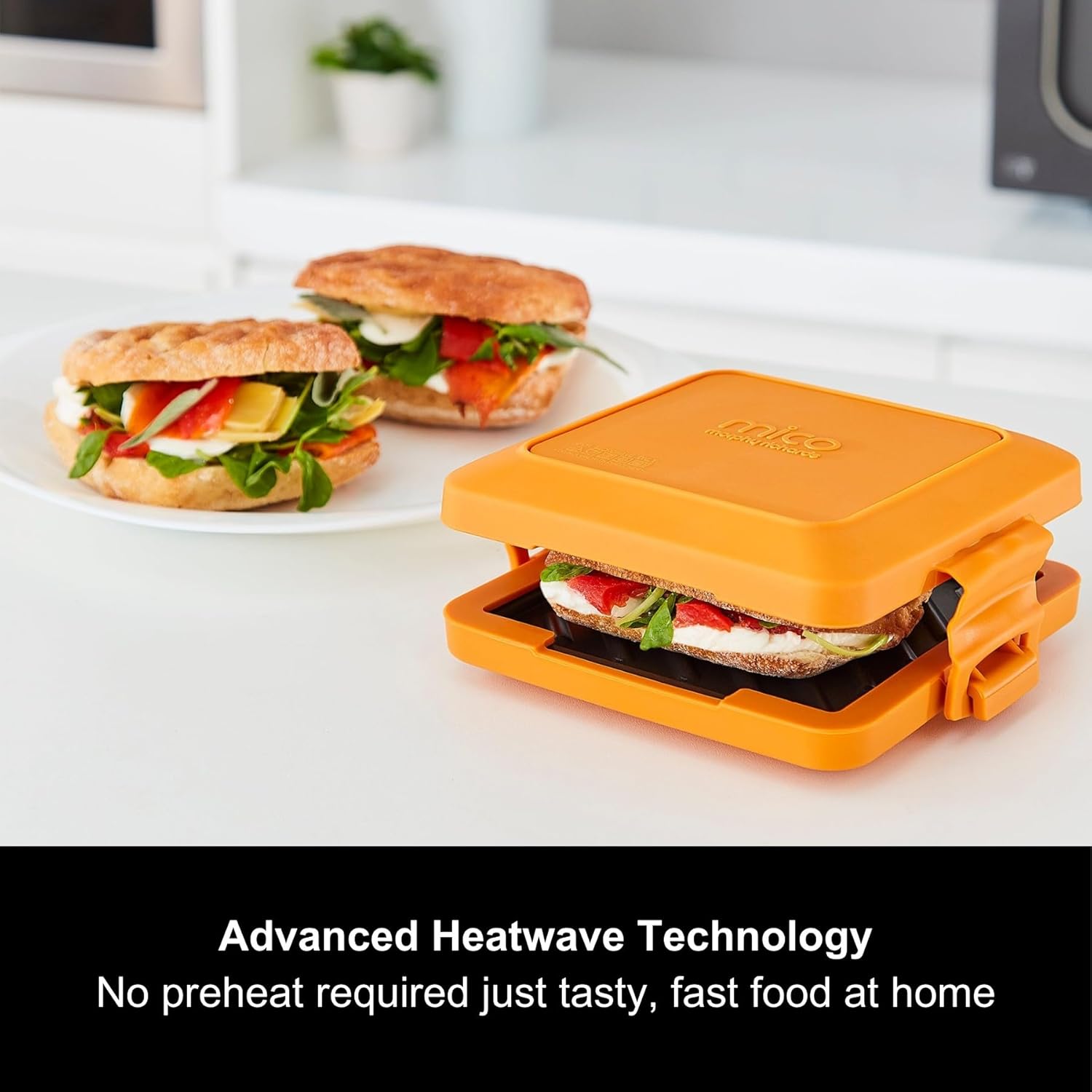 Morphy Richards Mico Microwave Toastie Sandwich Maker and Grill, Silicone Microwaveable Cookware, Non-stick Coating, Heatwave Technology, Orange, 511644-2