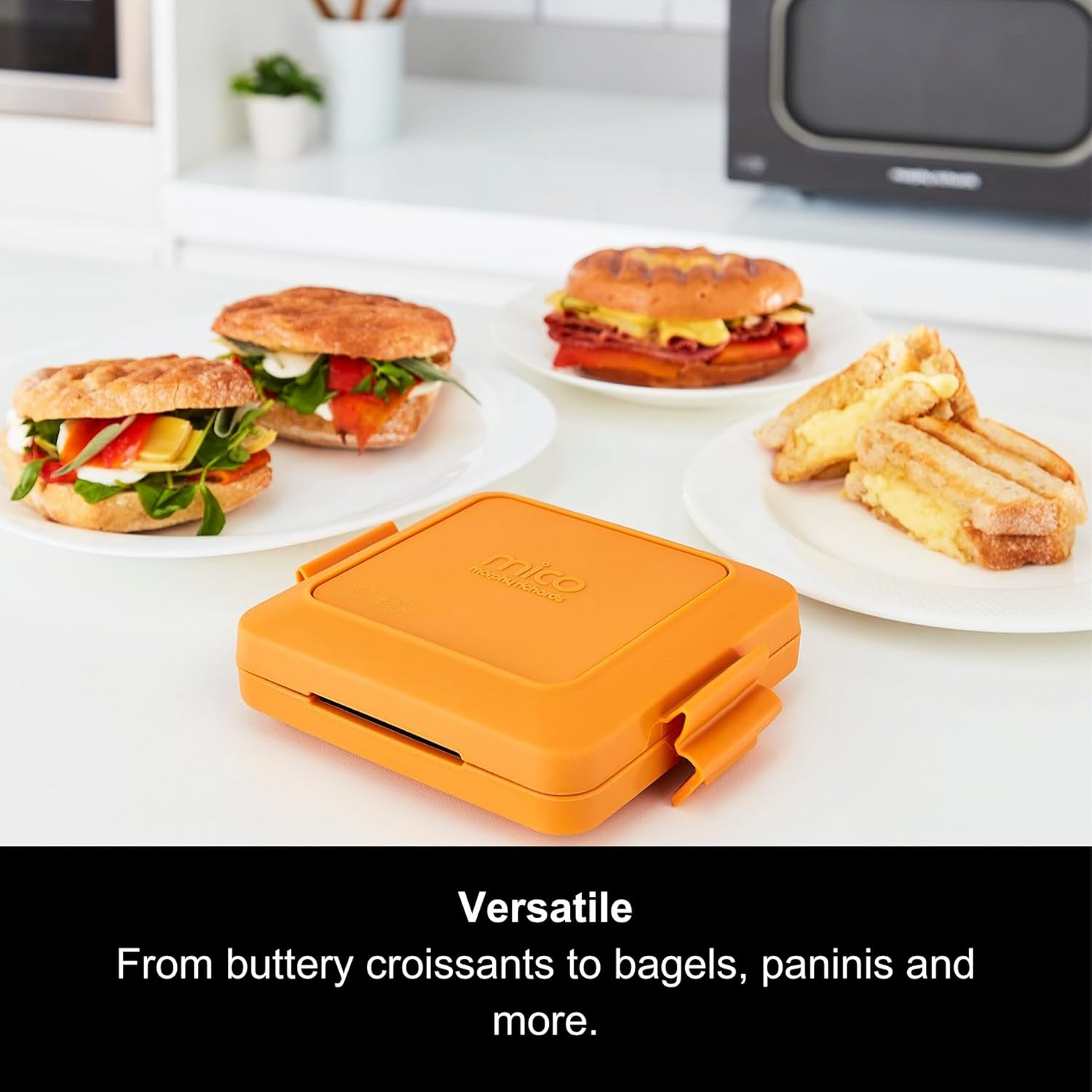 Morphy Richards Mico Microwave Toastie Sandwich Maker and Grill, Silicone Microwaveable Cookware, Non-stick Coating, Heatwave Technology, Orange, 511644-3