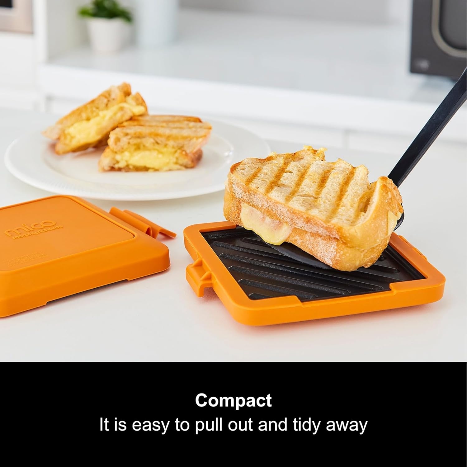 Morphy Richards Mico Microwave Toastie Sandwich Maker and Grill, Silicone Microwaveable Cookware, Non-stick Coating, Heatwave Technology, Orange, 511644-5