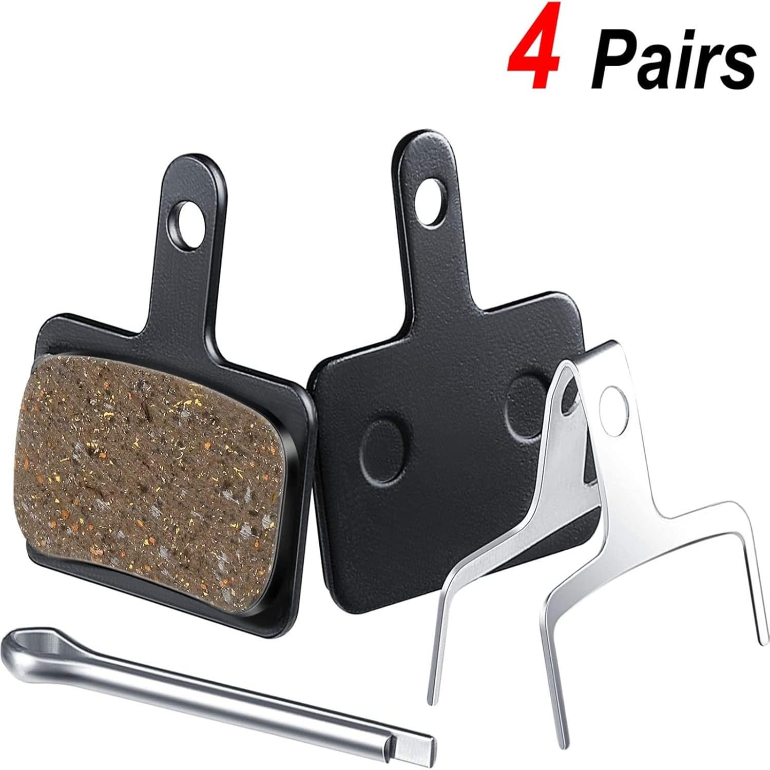 Zonon 4 Pairs Bicycle Disc Brake Pads and Spring Competible with Trp Tektro Shimano Deore-3