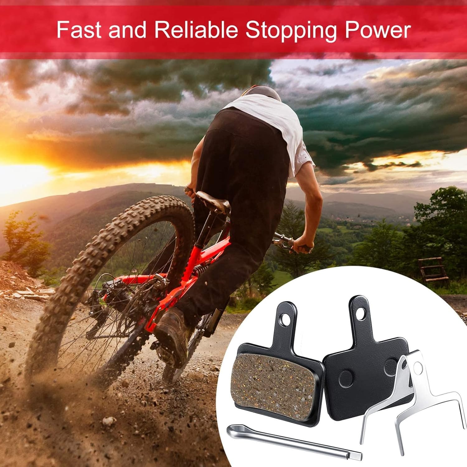 Zonon 4 Pairs Bicycle Disc Brake Pads and Spring Competible with Trp Tektro Shimano Deore-7