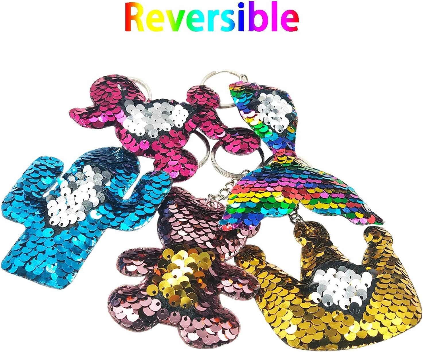 GuassLee 20pcs Flip Sequin Keychain Party Favors Easter Bag Filler Keychains for Kids & Adults Birthday Favors Backpack Accessories-3