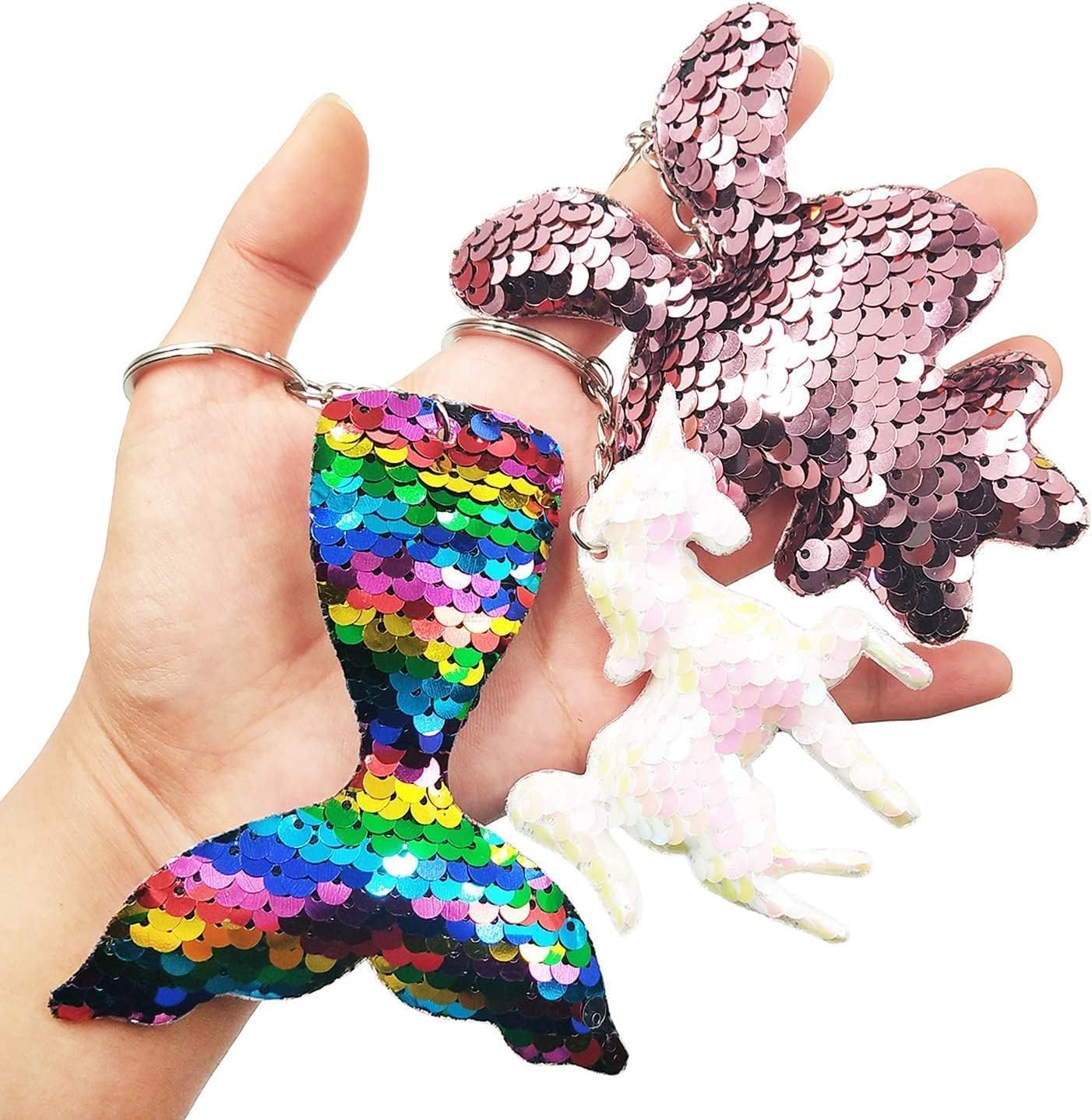 GuassLee 20pcs Flip Sequin Keychain Party Favors Easter Bag Filler Keychains for Kids & Adults Birthday Favors Backpack Accessories-4