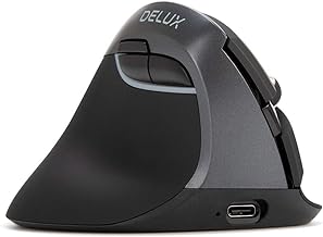 DeLUX Left Handed Ergonomic Mouse, Mini Wireless Vertical Mouse, Silent Click, 4000 DPI, RGB Light, 6 Buttons, Rechargeable, Bluetooth/2.4G/ Wired Tri-Mode for Laptop/PC/Mac (M618ZD-Iron Gray)