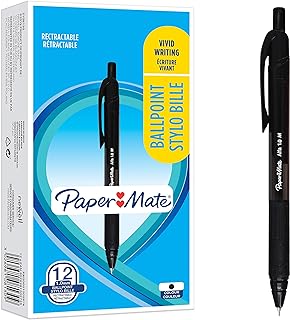 Paper Mate Alfa Retractable Ballpoint Pens | Medium Point (1.0 mm) | Black Ink | 12 Count