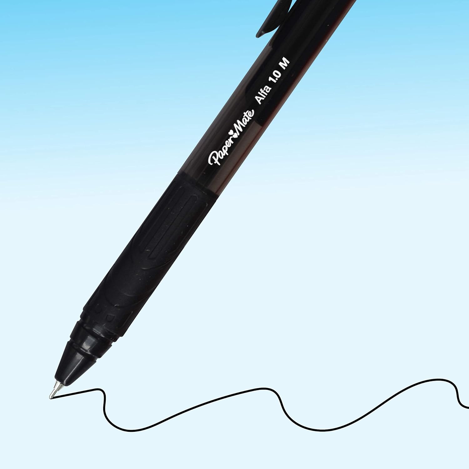 Paper Mate Alfa Retractable Ballpoint Pens | Medium Point (1.0 mm) | Black Ink | 12 Count-2