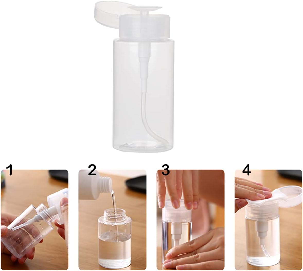 Milisten 3pcs Empty Pump Dispenser Alcohol Bottles Nail Polish Remover Bottle Plastic Press Bottle 200ml-2