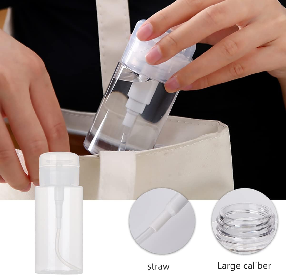 Milisten 3pcs Empty Pump Dispenser Alcohol Bottles Nail Polish Remover Bottle Plastic Press Bottle 200ml-5