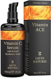 Vitamin C Serum for Face + Retinol + Hyaluronic Acid + Vitamin E 100ml - Anti Aging Face Serum for Women for Dark Spot, Smoothing Fine Lines and Wrinkles & Skin Brightening - Skincare by Satin Naturel