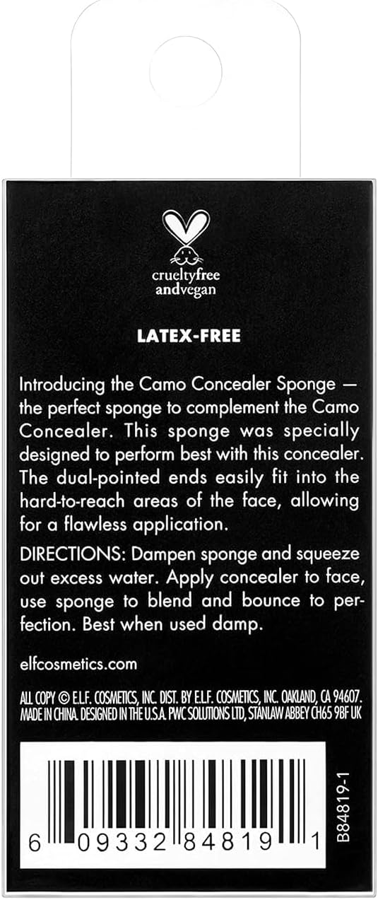 e.l.f, Camo Concealer Sponge, Soft, Dual-Pointed, Versatile, Washable, Reuseable, Easy To Use, Blends, Complements 16HR Camo Concealer, Wet or Dry Product-1