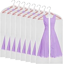 ASelected 10 Pack Dress Bags Covers Long 55 Inch (140cm) Clear Garment Bags Full Length Moth Proof Clothes Bags Storage Covers Protector Hanging Suit Bags with Zip White