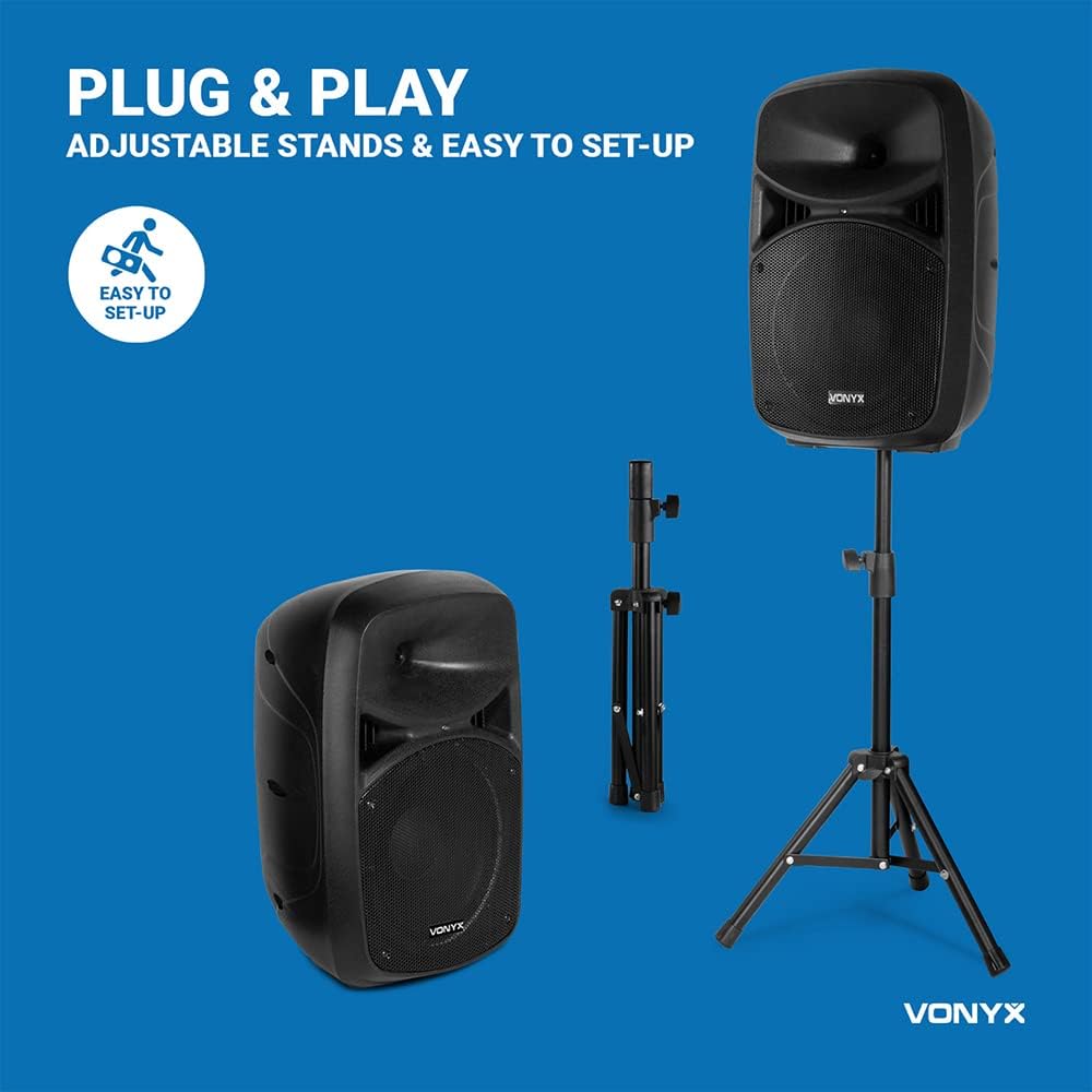 VONYX Bluetooth Active Speaker Set - House Party Speakers, Wireless Streaming, Powerful Bass, Ideal for House Parties, Events | Bluetooth Active Speaker, Bluetooth Party Speaker With Lights-5