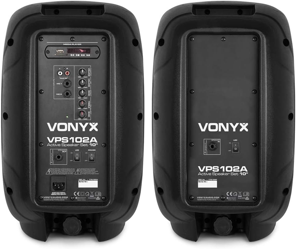 VONYX Bluetooth Active Speaker Set - House Party Speakers, Wireless Streaming, Powerful Bass, Ideal for House Parties, Events | Bluetooth Active Speaker, Bluetooth Party Speaker With Lights-8