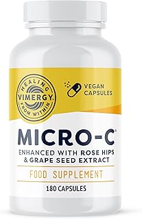 Vimergy Micro-C® Vitamin C Capsules - 180 Servings – 500mg Vitamin C, Less-Acidic Vitamin C – Rose HIPS – Supports Immune & Musculoskeletal System – Gluten-Free – Kosher – Vegan Friendly