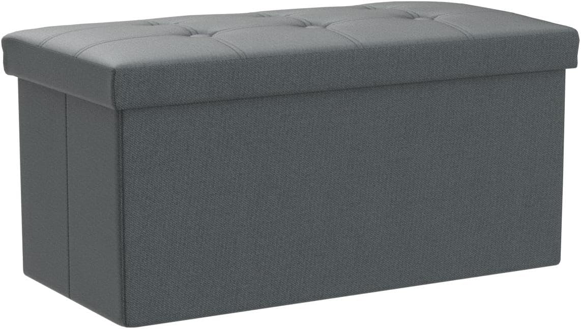 Nyxi Ottoman 76 * 38 * 38cm Foldable Storage Boxes Seat Foot Stool Storage Box with Lids for Kids Toys, Bedroom, Hallway, Living Room Dark Grey-4