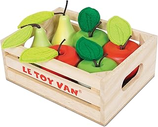 Le Toy Van - Wooden Honeybee Market Apples & Pears Crate | Supermarket Pretend Play Shop Food