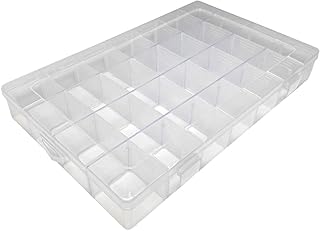 On1shelf Transparent Thick Hard Plastic Adjustable Compartment Slot Plastic Craft Storage Box Organizer For Toy Desktop Jewelry Accessory Drawer Or Kitchen (34.8x22.4x4.8cm)