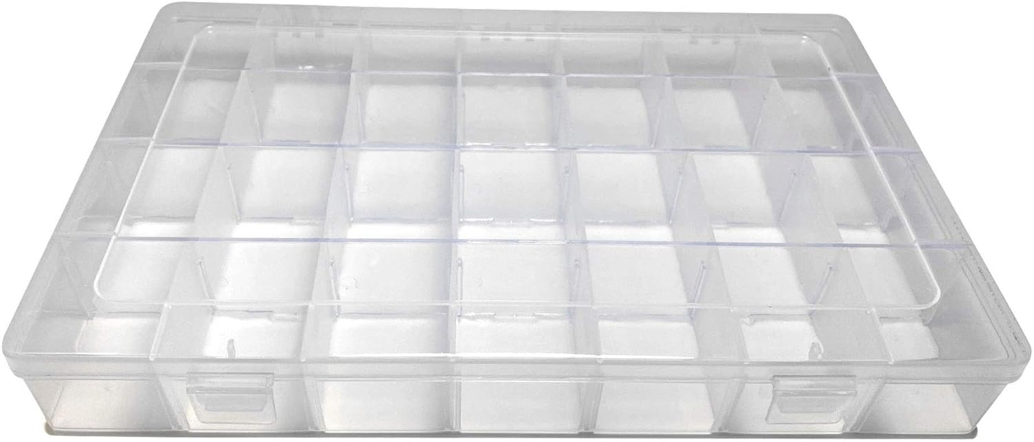 On1shelf Transparent Thick Hard Plastic Adjustable Compartment Slot Plastic Craft Storage Box Organizer For Toy Desktop Jewelry Accessory Drawer Or Kitchen (34.8x22.4x4.8cm)-1