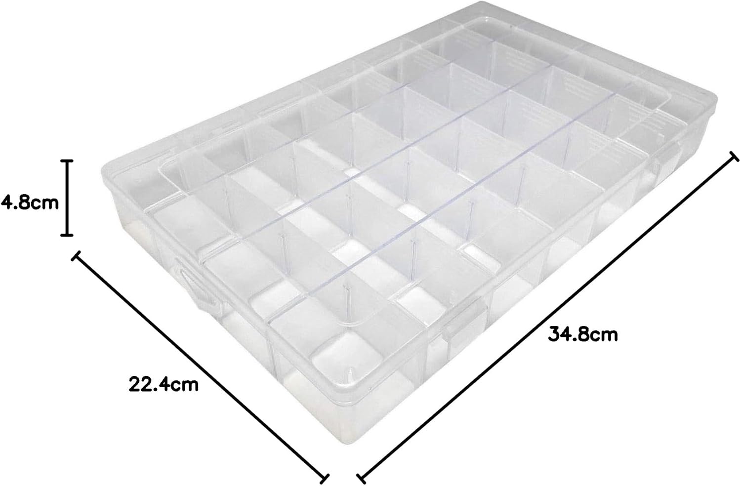 On1shelf Transparent Thick Hard Plastic Adjustable Compartment Slot Plastic Craft Storage Box Organizer For Toy Desktop Jewelry Accessory Drawer Or Kitchen (34.8x22.4x4.8cm)-4