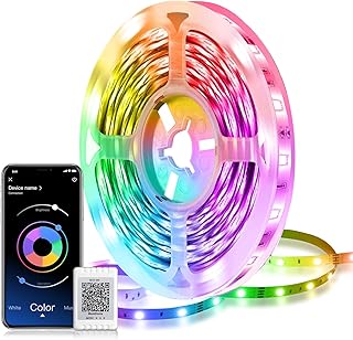 Mexllex LED Strip Lights 10M (1X10M) APP Control Colour Changing LED Lights with Remote, Music Sync Built-in Mic, SMD RGB Light Strips RGB LED Strip, Led Lights for Bedroom Home Decoration