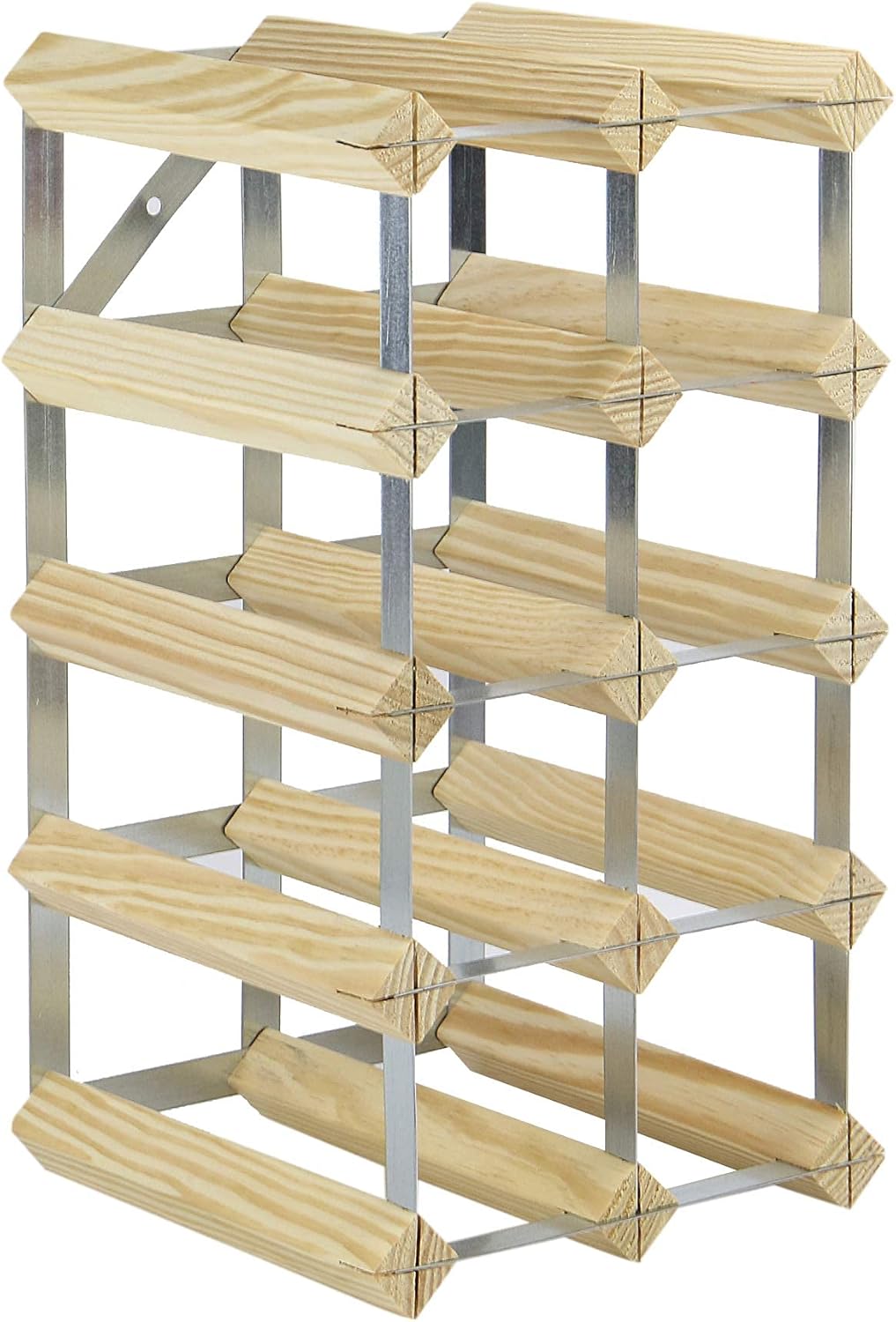 Maison & White Wood & Metal Wine Rack | 4x2 Industrial Rack | 10-12 Bottle Capacity | Champagne, Wine and Spirit Bottles | Free Standing or Wall Mounted | M&W-2