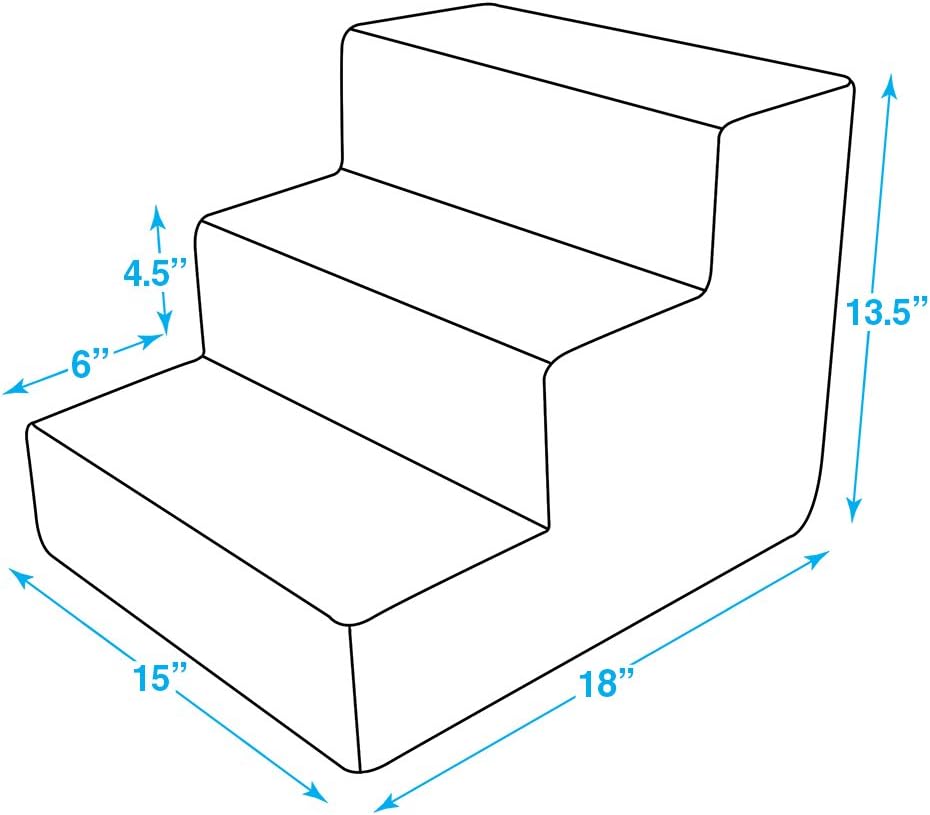 Best Pet Supplies Foam Pet Steps for Small Dogs and Cats, Portable Ramp Stairs for Couch, Sofa, and High Bed Climbing, Non-Slip Balanced Indoor Step Support, Paw Safe - Gray Lattice Print, 3-Step-3