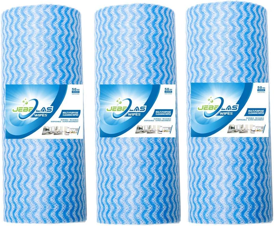 JEBBLAS Dish Cloths Disposable Cloth roll Jay Clothes All Purpose Cloths j Cloths for Kitchen All Purpose Cleaning Cloth 3 Roll Blue-0