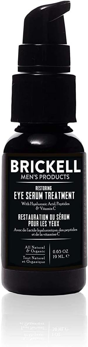 Brickell Men's Restoring Eye Serum Treatment for Men, Natural and Organic Eye Serum to Firm Wrinkles, Reduce Dark Circles, and Promote Youthful Skin .65 Ounce, Unscented-0