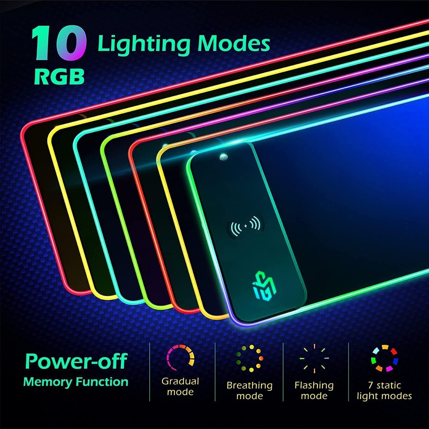 GIM Wireless Charging RGB Gaming Mouse Pad 15W, LED Mouse Mat 800x300x4MM, 10 Light Modes Extra Large Mousepad Non-Slip Rubber Base Computer Keyboard Mat for Gaming, MacBook, PC, Laptop, Desk-2