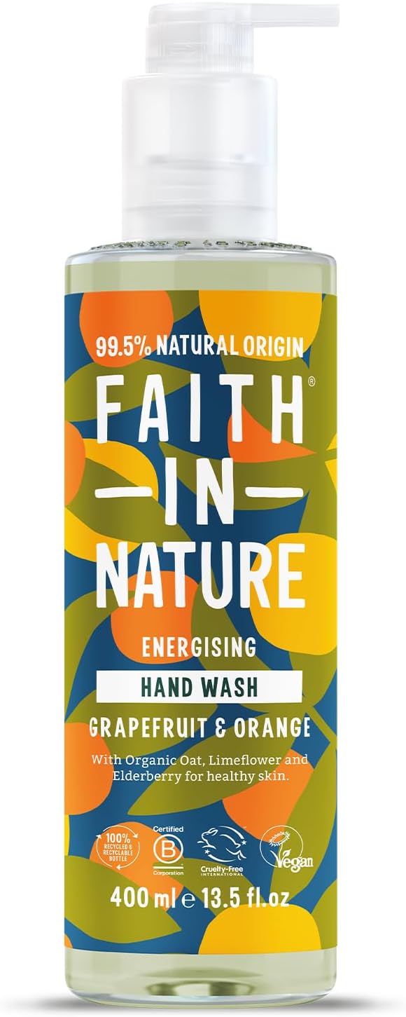 Faith In Nature Natural Grapefruit and Orange Liquid Hand Wash, Energising, Vegan and Cruelty Free, No SLS or Parabens, 400 ml-0