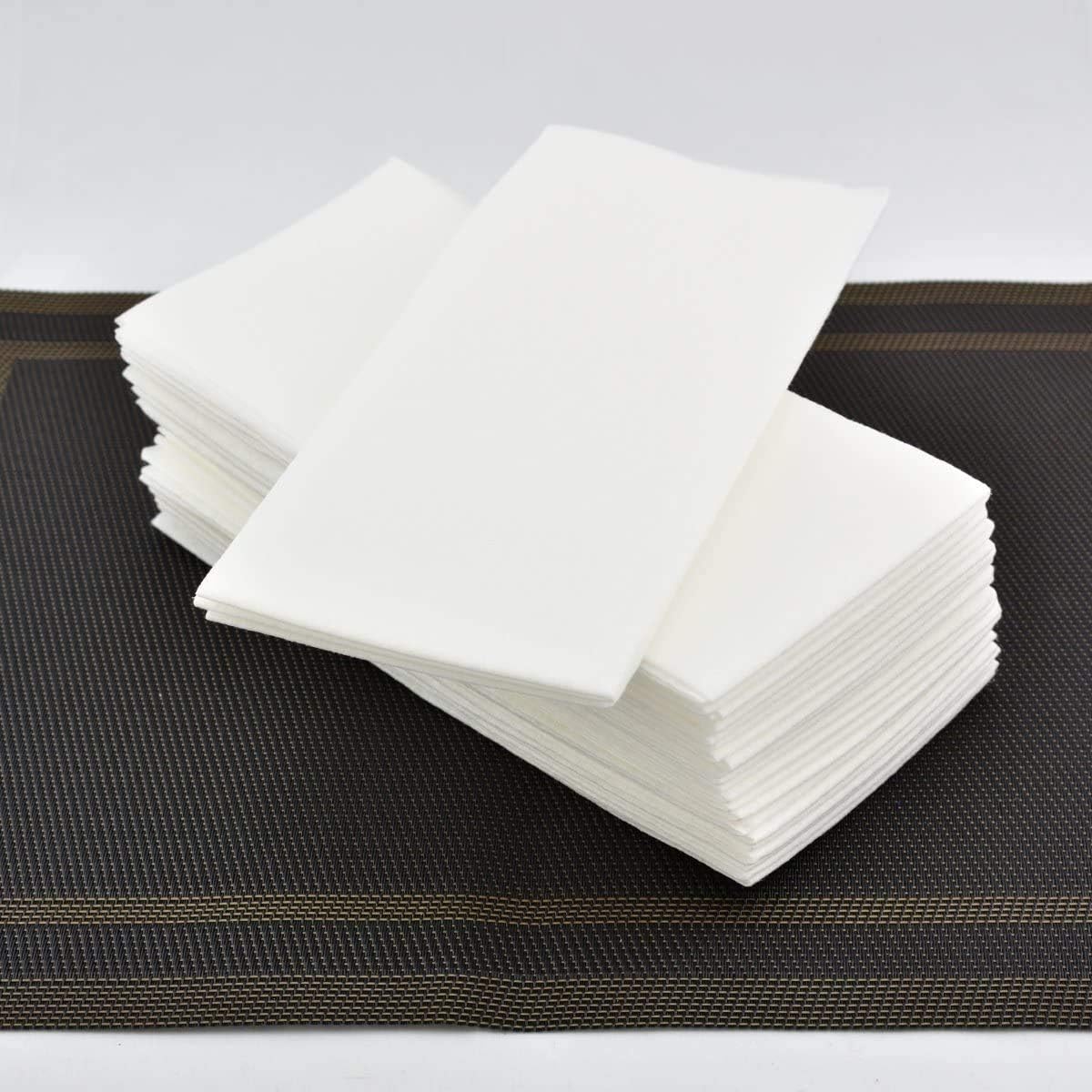 Gmark Linen-Feel Guest Towels – Premium Cloth-Like Paper Hand Napkins, Disposable White Guest Towel (100 Pack) for Kitchen, Bathroom, Weddings or Events GM1059D-4