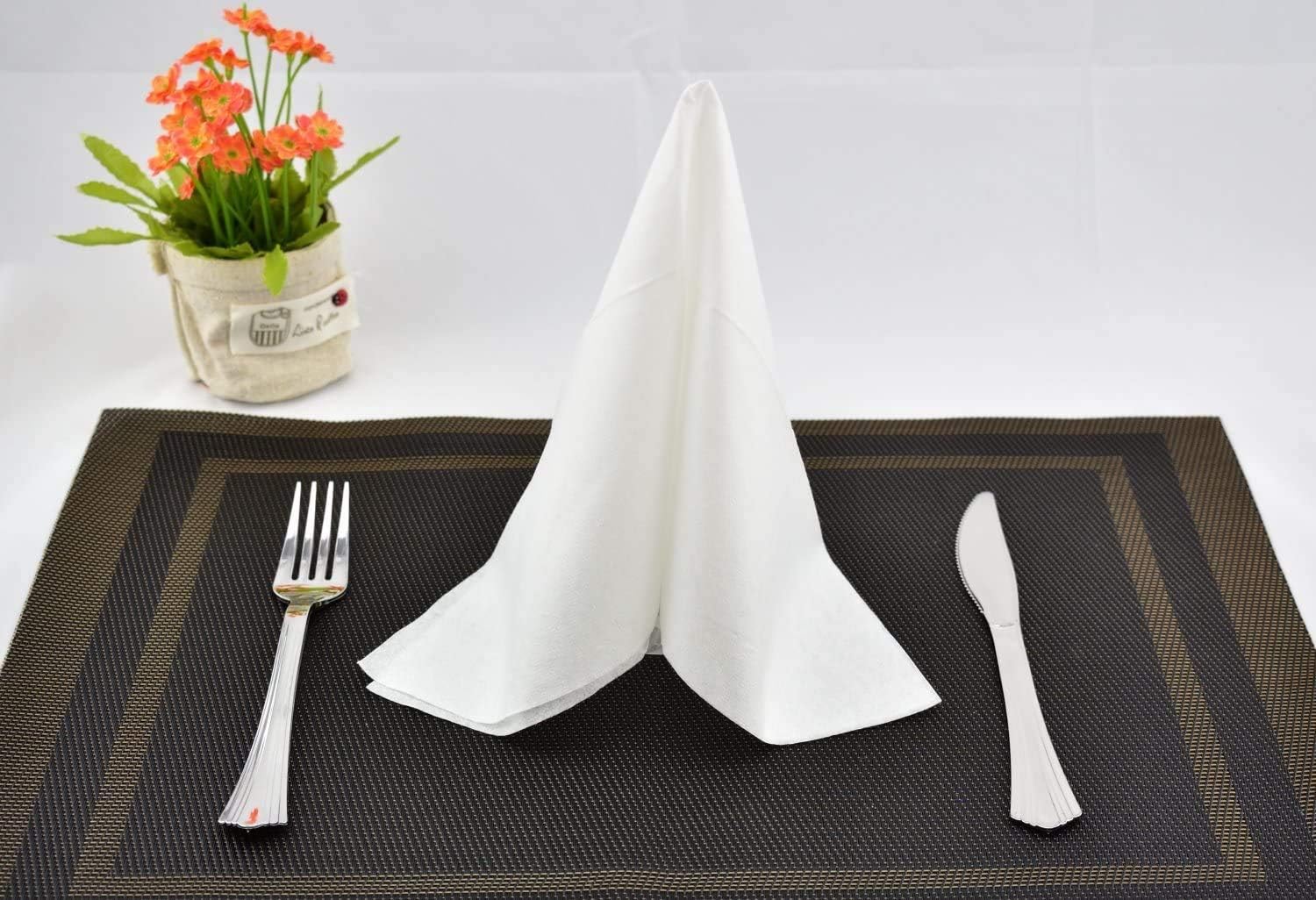 Gmark Linen-Feel Guest Towels – Premium Cloth-Like Paper Hand Napkins, Disposable White Guest Towel (100 Pack) for Kitchen, Bathroom, Weddings or Events GM1059D-6