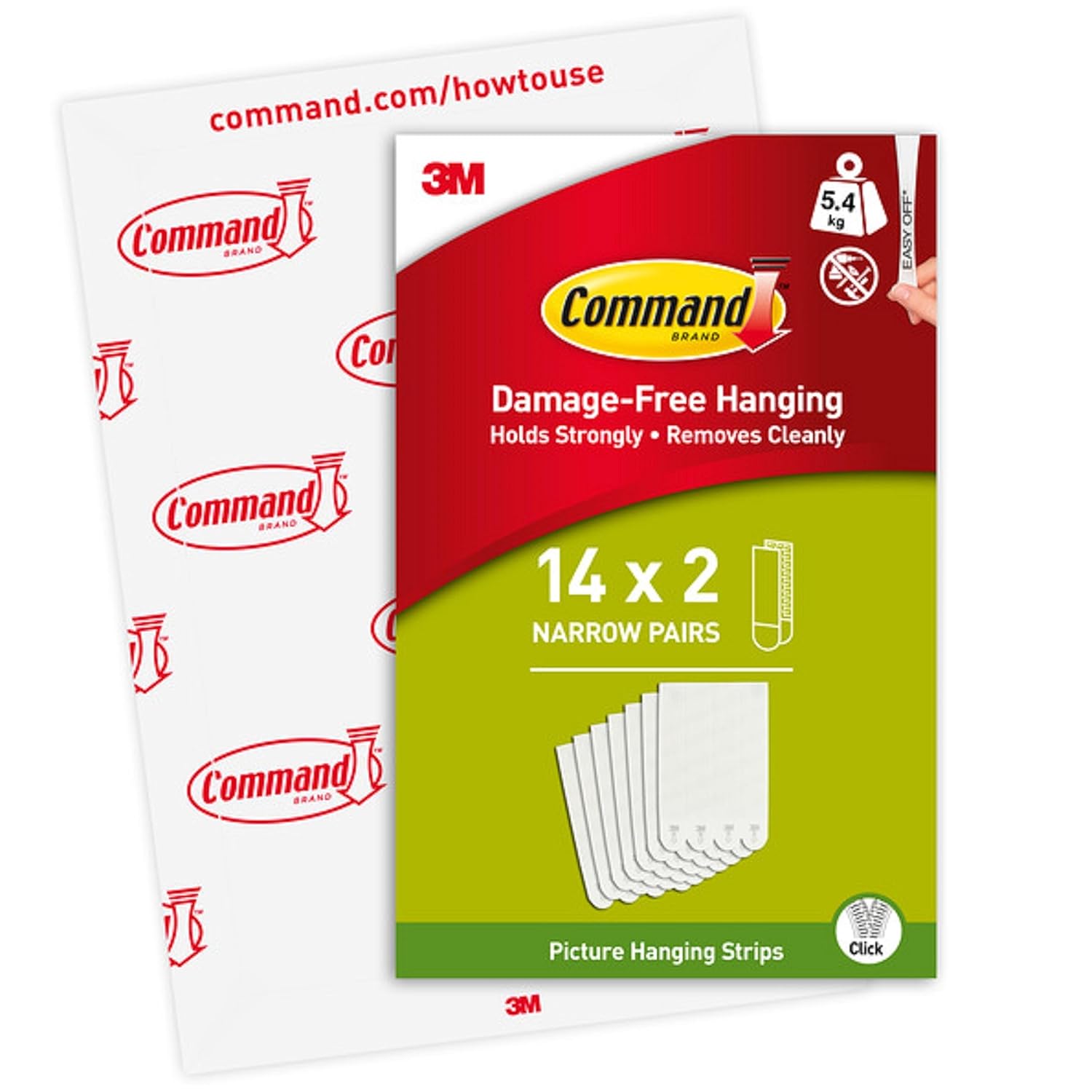 Command Picture Hanging Strips, Narrow, Value Pack - 14 Pairs (28 Strips) - Adhesive Strips - Ideal For Hanging Pictures with Thin Frames - Damage Free Hanging, White-0