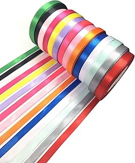 AKORD 10mm Satin Ribbon 350 Yards Fabric Ribbon Satin Roll 14 Colour Pack