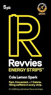 Revvies Energy Strips | Cola Lemon | 25 Strips | 40mg Caffeine Strip | 2 Strip = Coffee/Energy Drink | Less Than 2 Calories | Vegan | 5 x 5PK