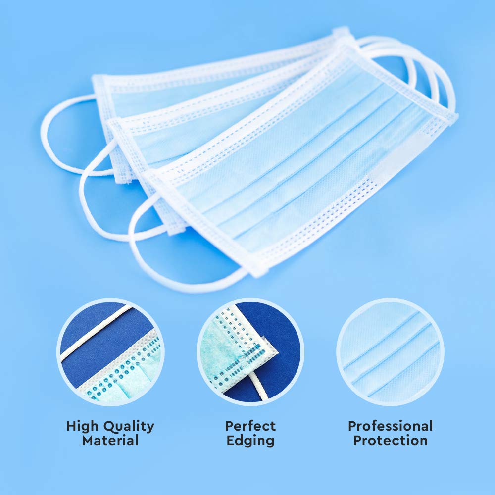 V-TAC Face Masks with Ear Loop Disposable Type (Medical) Non-Woven, 3-Layer, Internal Point 50 Pieces Per Box (UK Stocks Available)-2