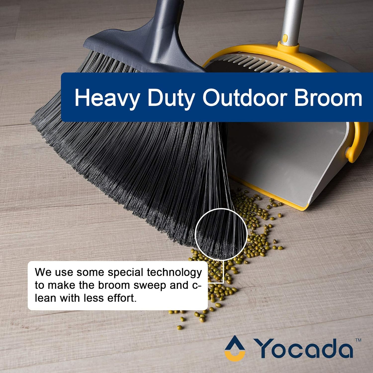 Yocada Heavy-Duty Broom Outdoor Commercial for Courtyard Garage Lobby Mall Market Floor Home Kitchen Room Office Pet Hair Rubbish 54Inch-2