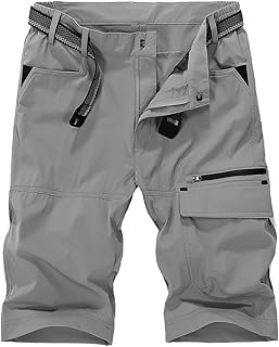 donhobo Mens Quick Dry Cargo Shorts Water Resistant Multi-Pockets Outdoor Walking Shorts Durable Fabric