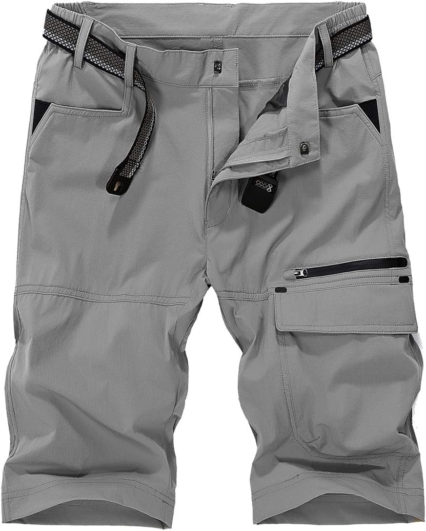 donhobo Mens Quick Dry Cargo Shorts Water Resistant Multi-Pockets Outdoor Walking Shorts Durable Fabric-0