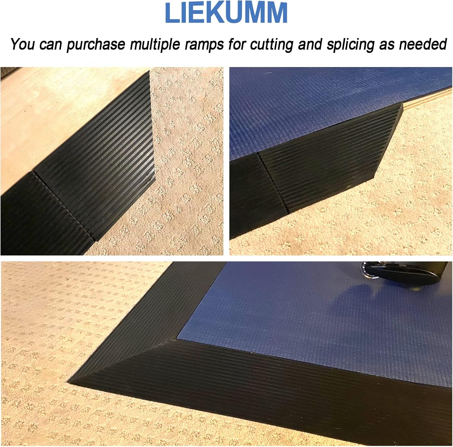 LIEKUMM Threshold Ramp, 1.5cm Rise Rubber Ramp, 500KG Capacity Non-Slip Surface Wheelchairs Ramps for Bicycles, Scooter, Curb Ramps for Driveways, Steps, Stairs-7