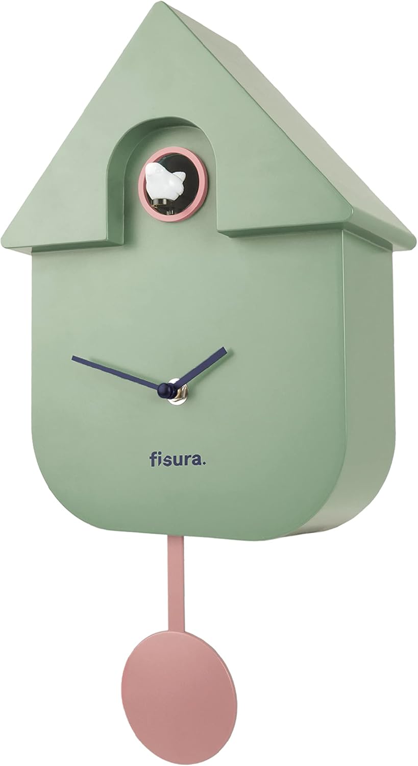 Fisura - Cuckoo clock. Wall clock. Original wall clock for gift. 3 AA batteries not included. 21,5 x 8 x 41,5. Material: ABS plastic. (Mint)-0