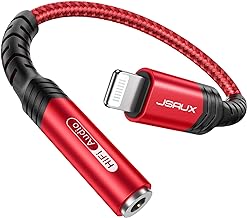 JSAUX Lightning to 3.5mm Headphone Jack Adapter, [Apple MFi Original Chip] iPhone Headphone Jack Aux Adapter Compatible with iPhone 14/14 Pro/14 Pro Max/ 13/12/ 11/ XR/XS/X/ 8/7, iPad iPod-Red